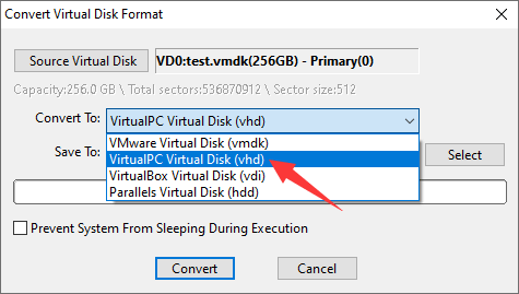 Convert VMDK to VHD