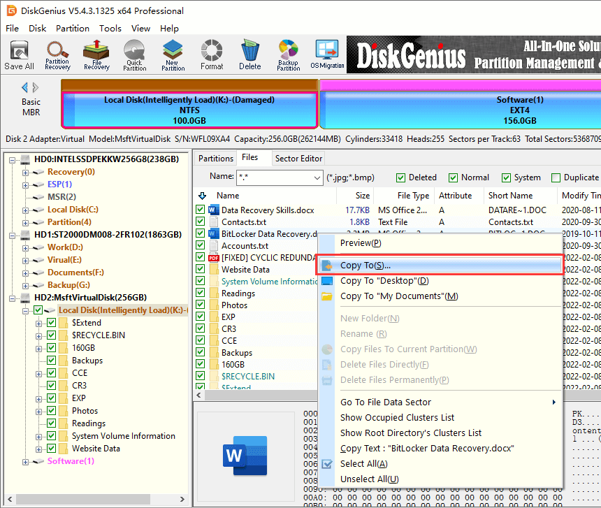 Unformatted partition recovery