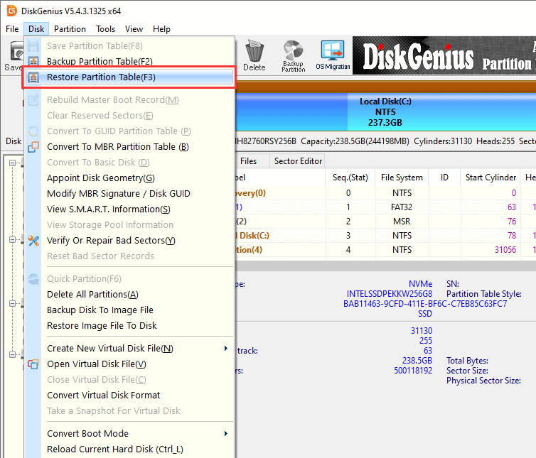 invalid partition table