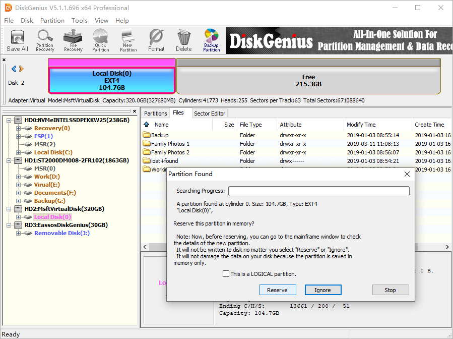 recover files from deleted partition