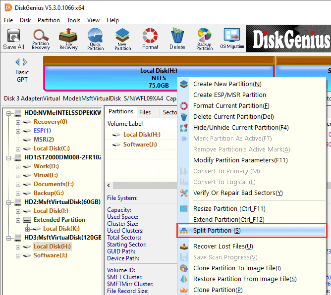 partition SSD